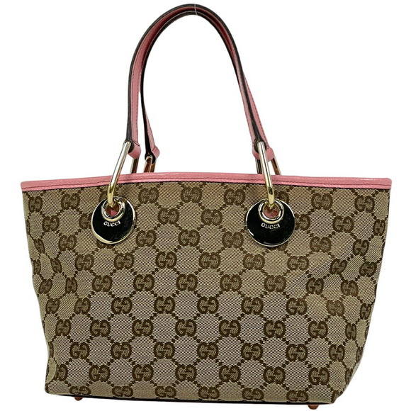 Gucci Handbags - Gucci Eclipse Handbag GG canvas pink leather trim
